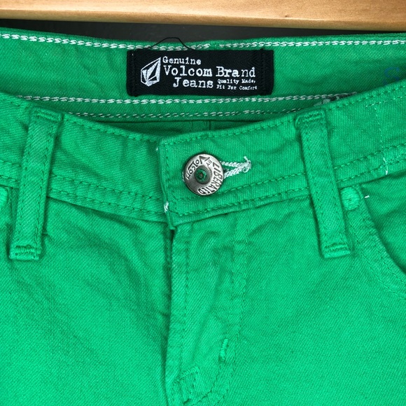 Volcom Kelly Green Straight Leg Jeans Size Junior 5 - Picture 3 of 7